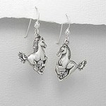 Running Horse Sterling Silver Dangle Earrings
